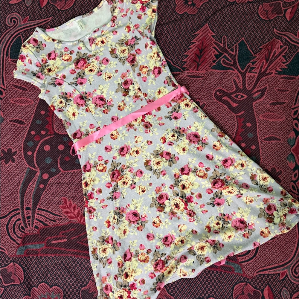 MishaFloral Dress with Pink and Yellow Accents